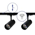 Complete Set 1-Phase Rail 1 Meter Black | incl. 2x Spot + GU10 2700K 3W Dimmable + End Cap, Power Connector